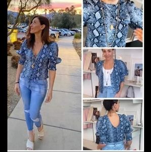 NEW S&D Poof Sleeve Blue Snake Jacket/Top